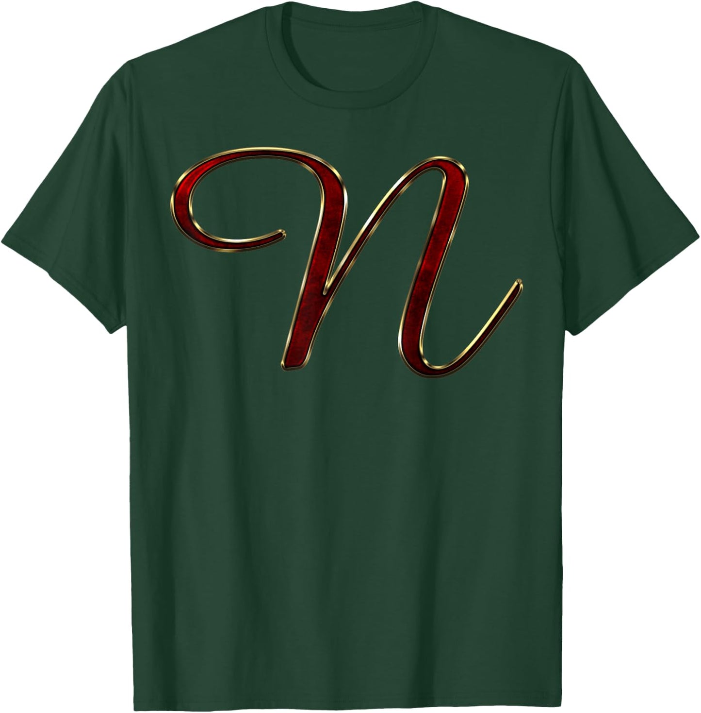 Monogram Initial Letter N Red T-Shirt - T-Shirt | Forest