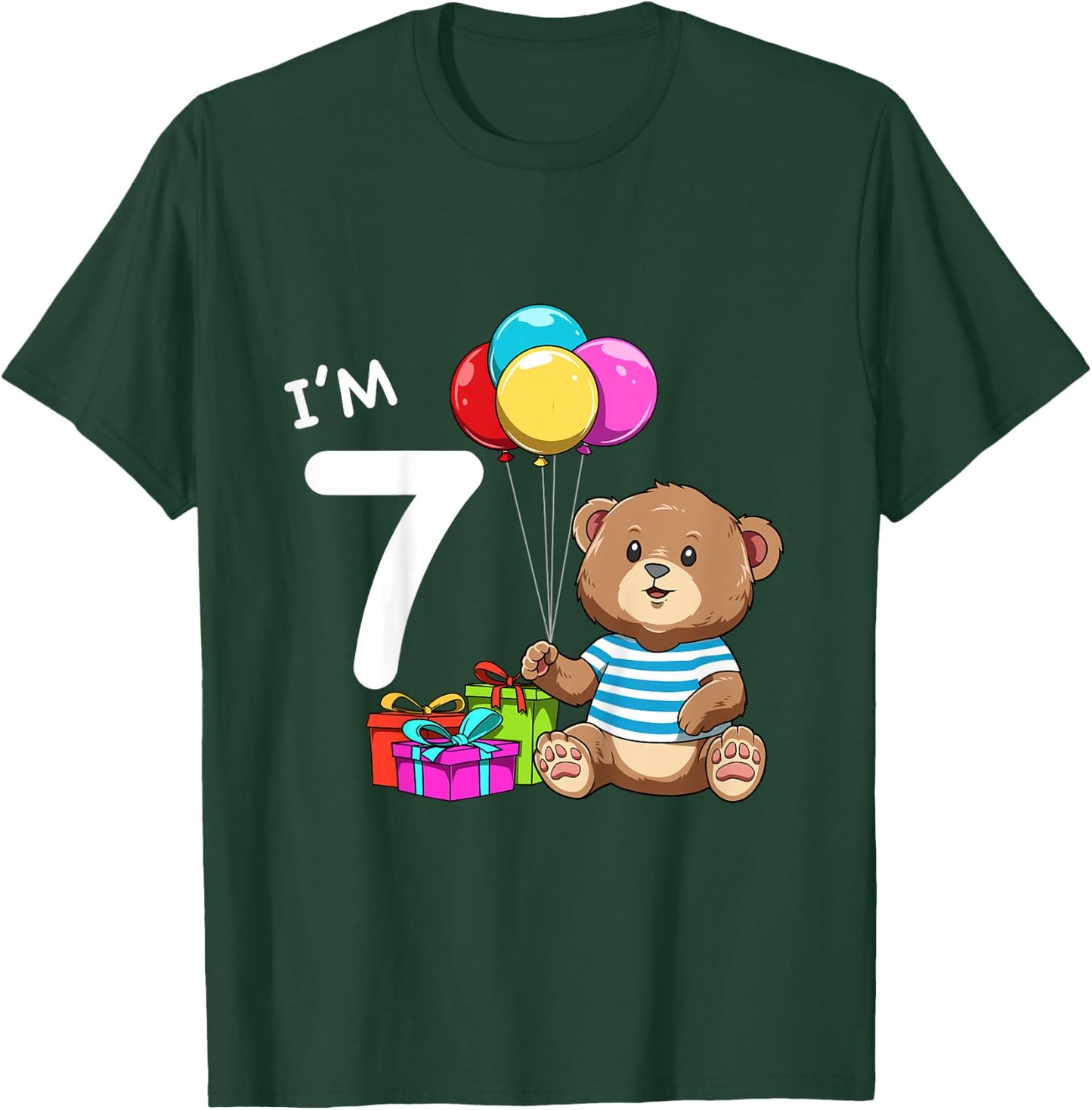 Kids Seventh Birthday Teddy Bear - 7 Year Old Boy T-Shirt - T-Shirt | Forest