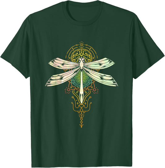 Sacred Fractal Geometry Beautiful Insect Pretty Dragonfly T-Shirt - T-Shirt | Forest