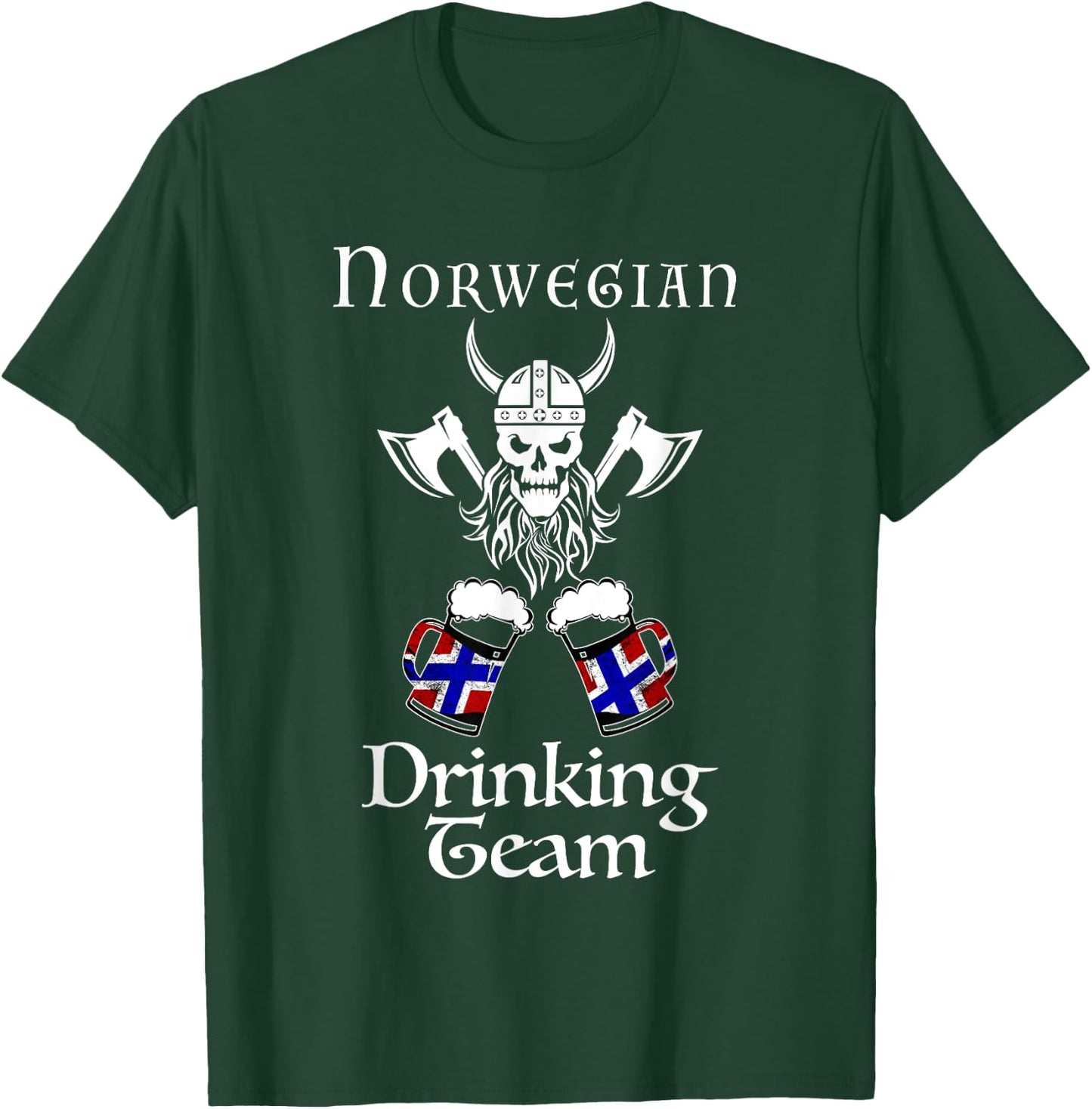 Norwegian drinking team Norge vikings and beer Norway T-Shirt - T-Shirt | Forest