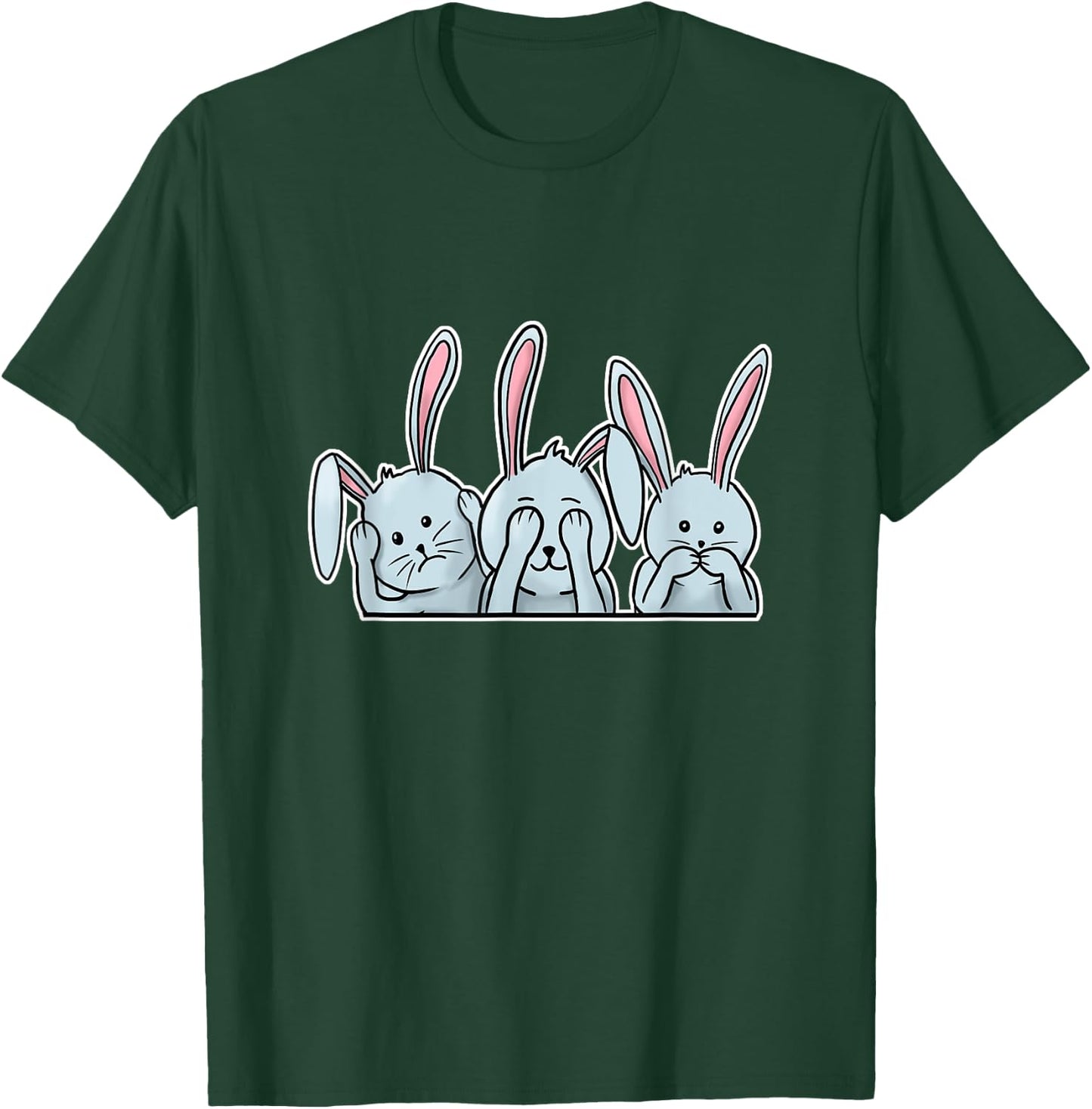 Hear See Speak no evil Rabbits happy Easter bunnies T-Shirt - T-Shirt | Forest
