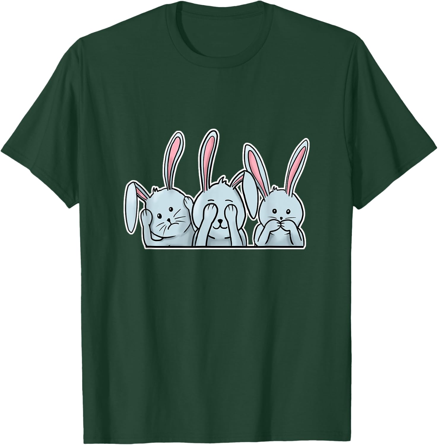Hear See Speak no evil Rabbits happy Easter bunnies T-Shirt - T-Shirt | Forest