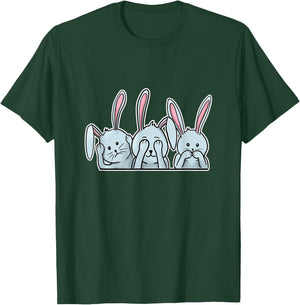 Hear See Speak no evil Rabbits happy Easter bunnies T-Shirt - T-Shirt | Forest