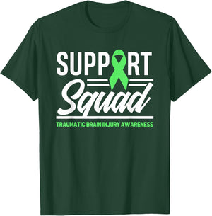 Support TBI Support Squad Traumatic Brain Injury Awareness T-Shirt - T-Shirt | Forest