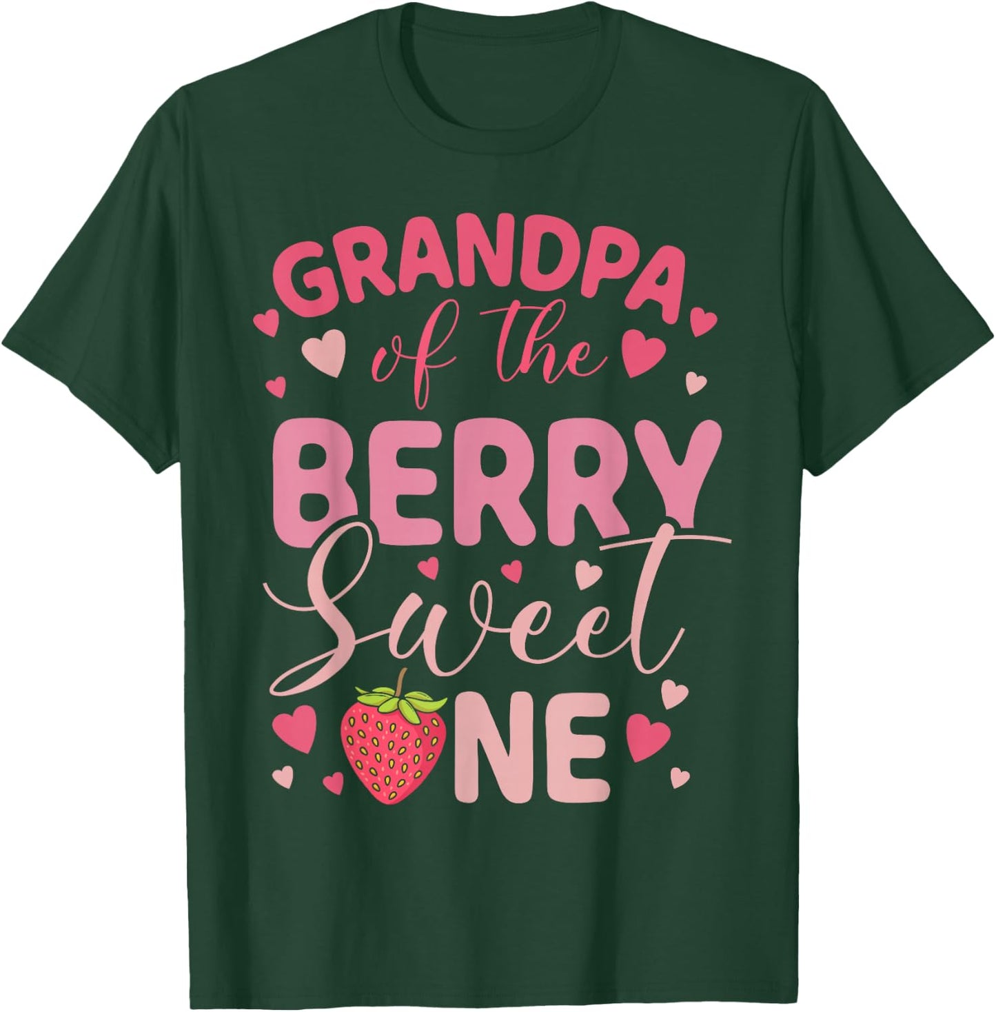 Grandpa Of The Berry Sweet One Strawberry First Birthday T-Shirt - T-Shirt | Forest