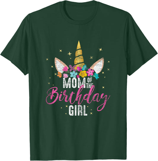 Mom Of The Birthday Girl Mother Gifts Unicorn Birthday T-Shirt - T-Shirt | Forest
