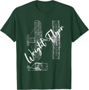 Wright Flyer Airplane Blueprint Aviation History T-Shirt - T-Shirt | Forest