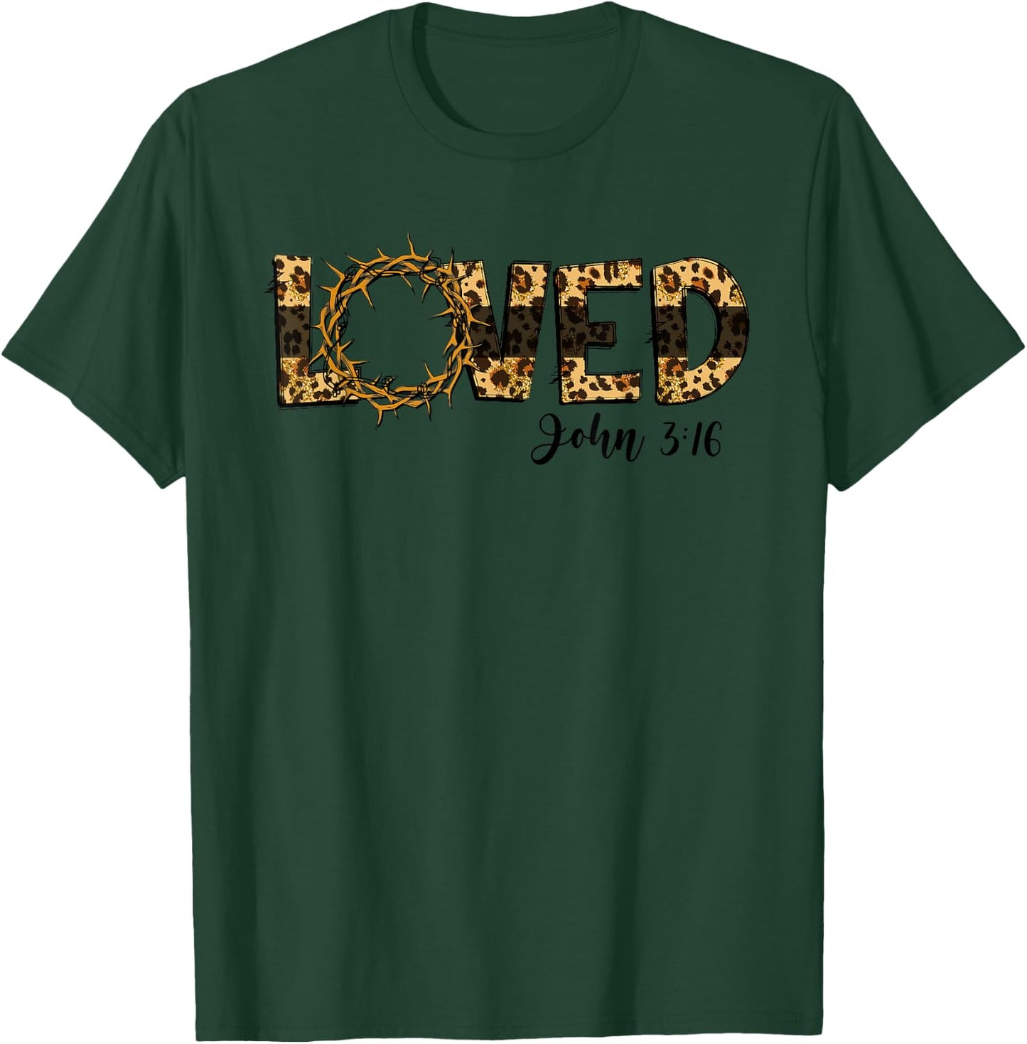 Loved John 3:16 Cheetah Leopard Print Jesus Christians T-Shirt - T-Shirt | Forest