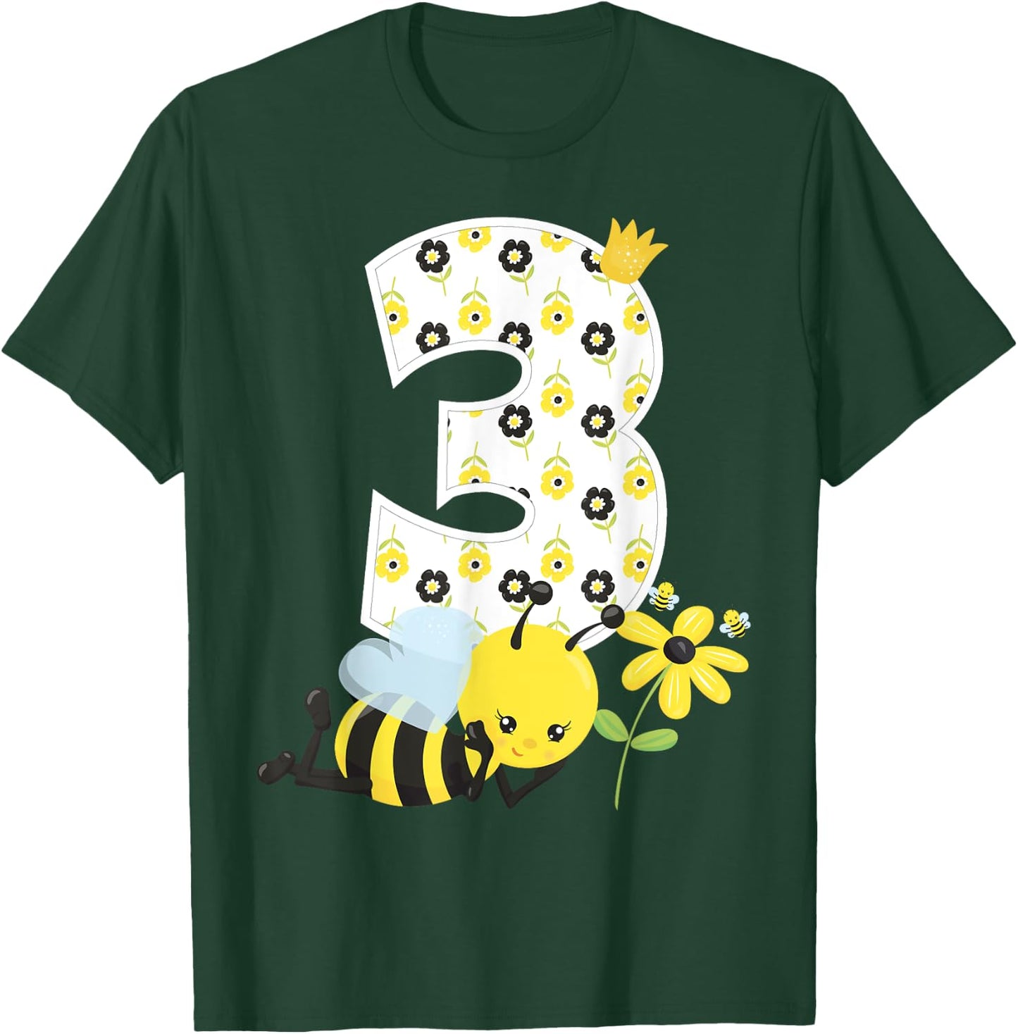 3rd Birthday Girl Bee Theme Bday 3 Year Old Matching Part T-Shirt - T-Shirt | Forest