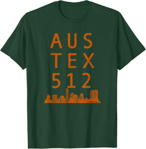 AUSTIN TX 512 Native Texan AUS TEX Burnt Orange T-Shirt - T-Shirt | Forest