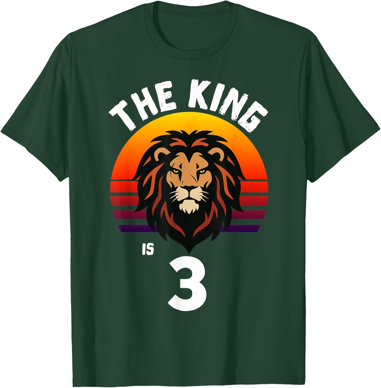 3rd Birthday Animal Lion The King Is 3 Year Old Funny B-Day T-Shirt - T-Shirt | Forest