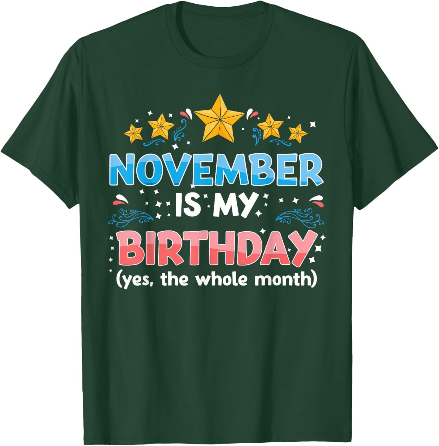 Funny November is My Birthday Yes The Whole Month Birthday T-Shirt - T-Shirt | Forest