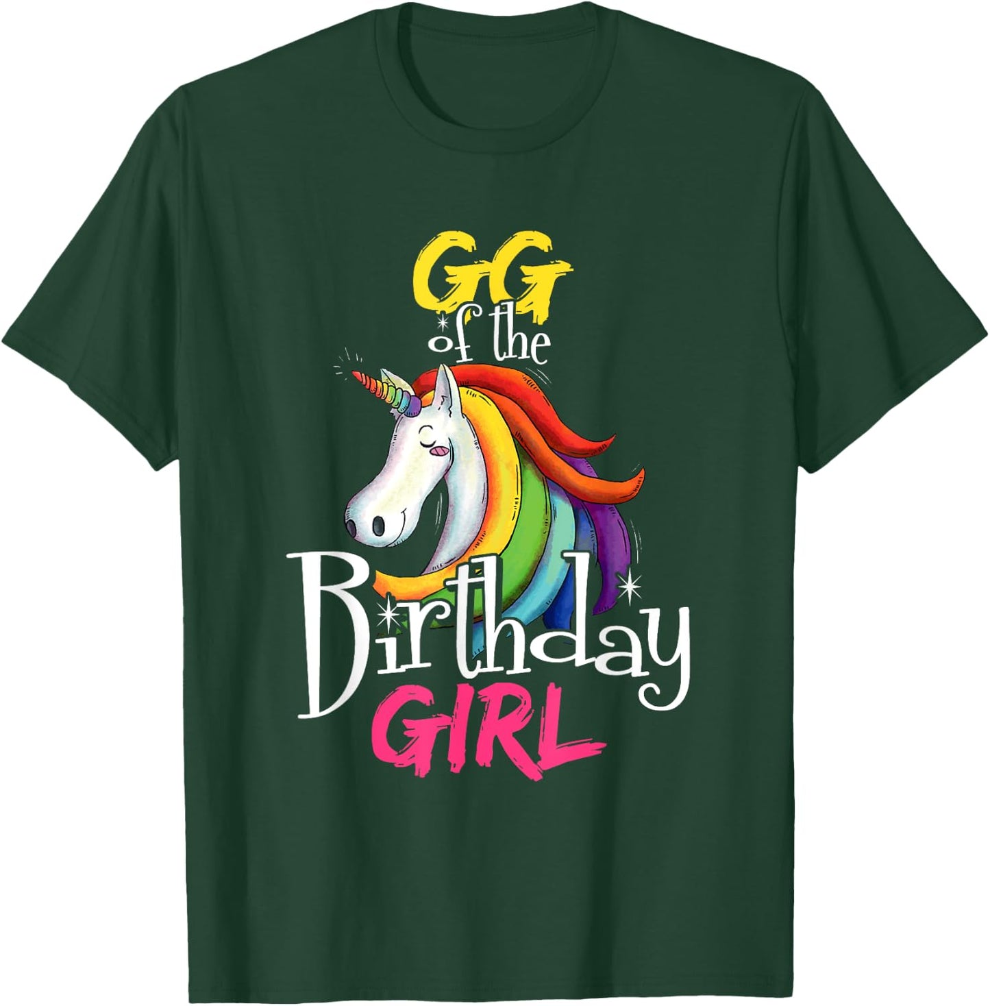 Gg Of The Birthday Girl Cute Floral Unicorn Face Gift T-Shirt - T-Shirt | Forest