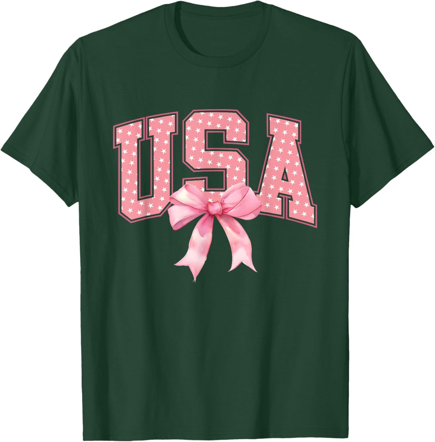 USA Pink US Flag Patriotic 4th of July America Women Girls T-Shirt - T-Shirt | Forest