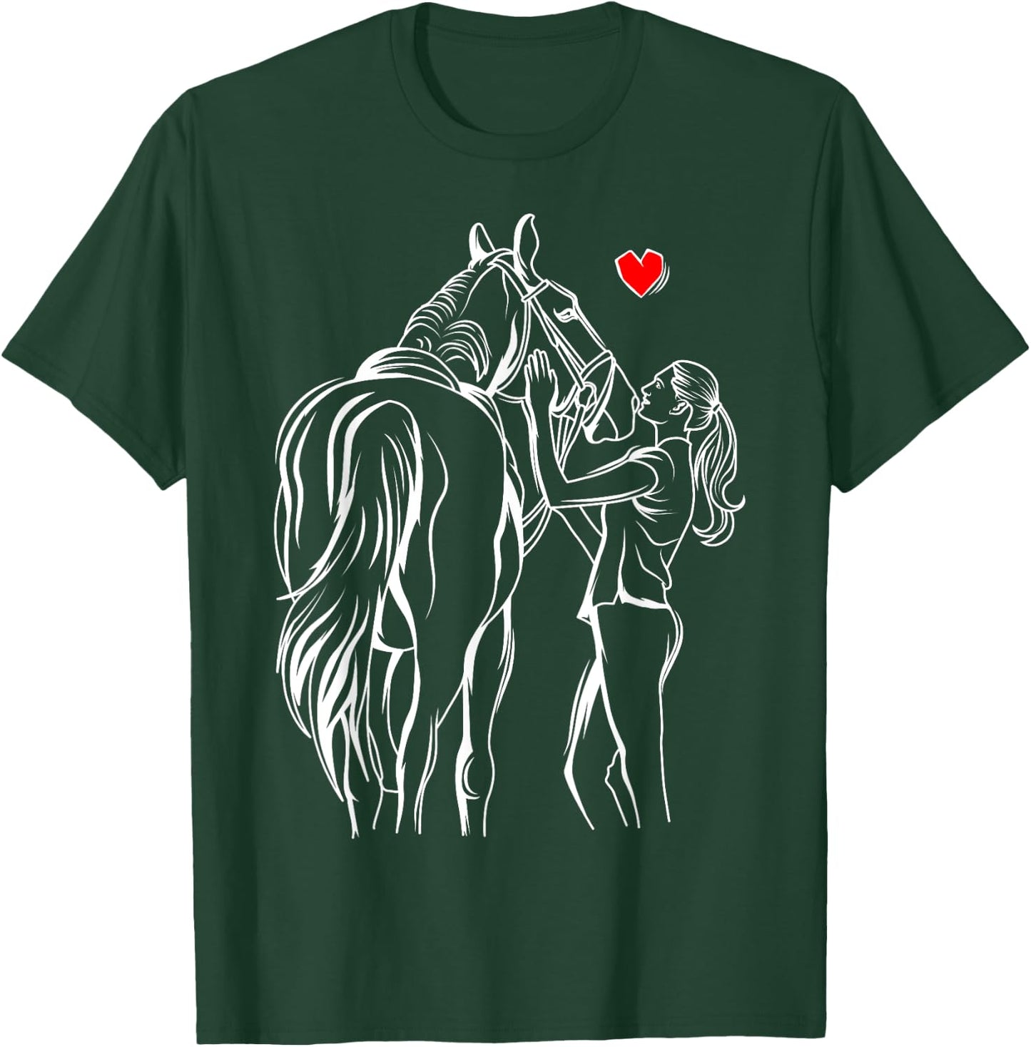 Horse Lover Girl Women Horseback Riding T-Shirt - T-Shirt | Forest