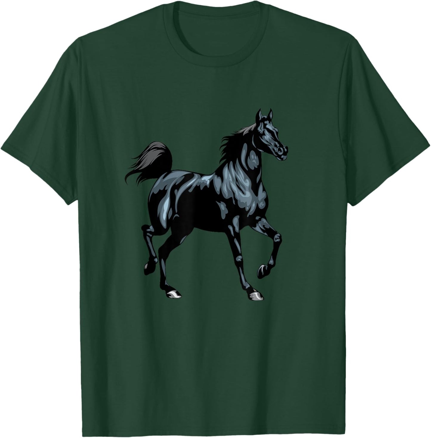 Realistic Black Arabian Horse T-Shirt - T-Shirt | Forest