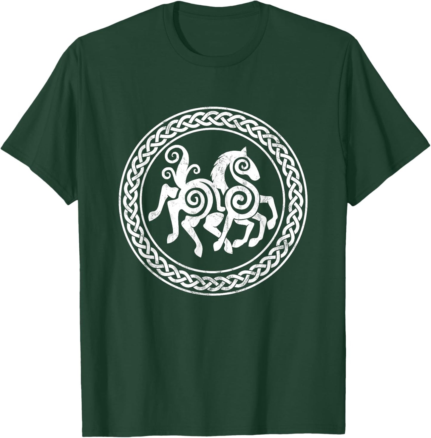 Sleipnir Horse Of Odin Runic Circle Viking Gift T-Shirt - T-Shirt | Forest