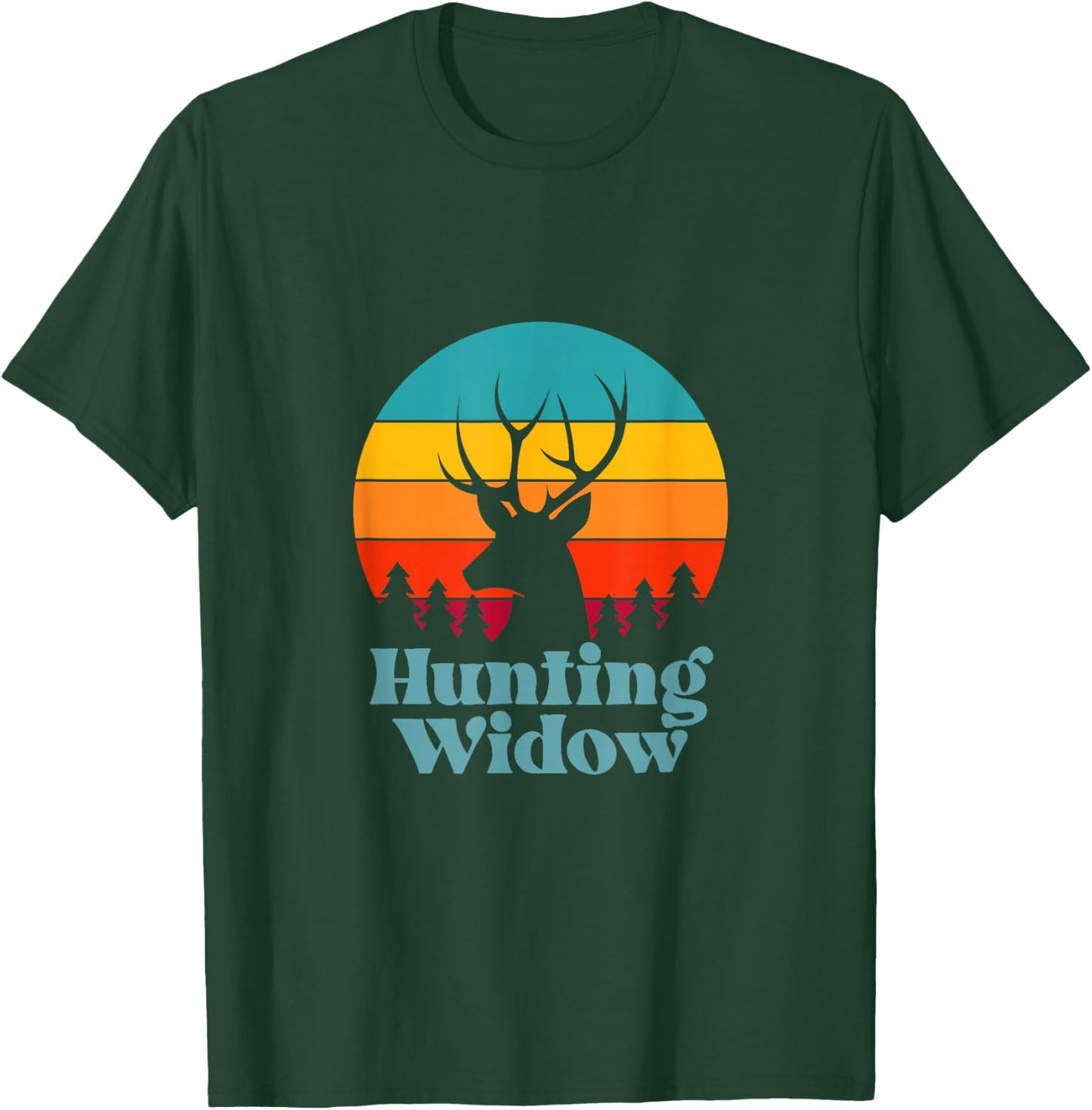 Retro Hunting Widow Deer Sunset Design T-Shirt - T-Shirt | Forest