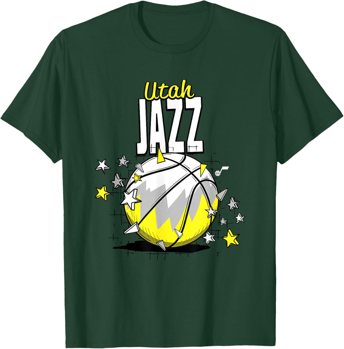 NBA Utah Jazz Basketball Doodle Stars T-Shirt - T-Shirt | Forest