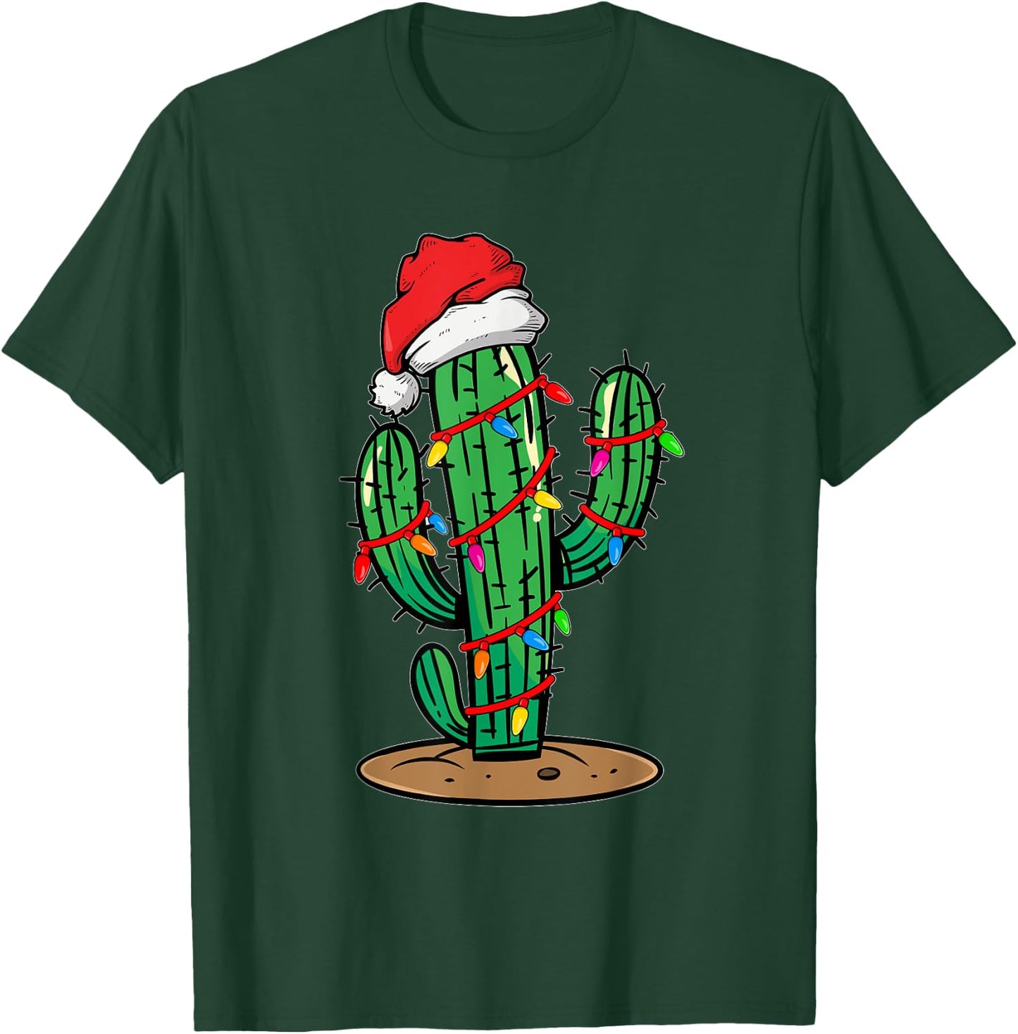 Christmas Lights Cactus Lover Funny Xmas Gift T-Shirt - T-Shirt | Forest