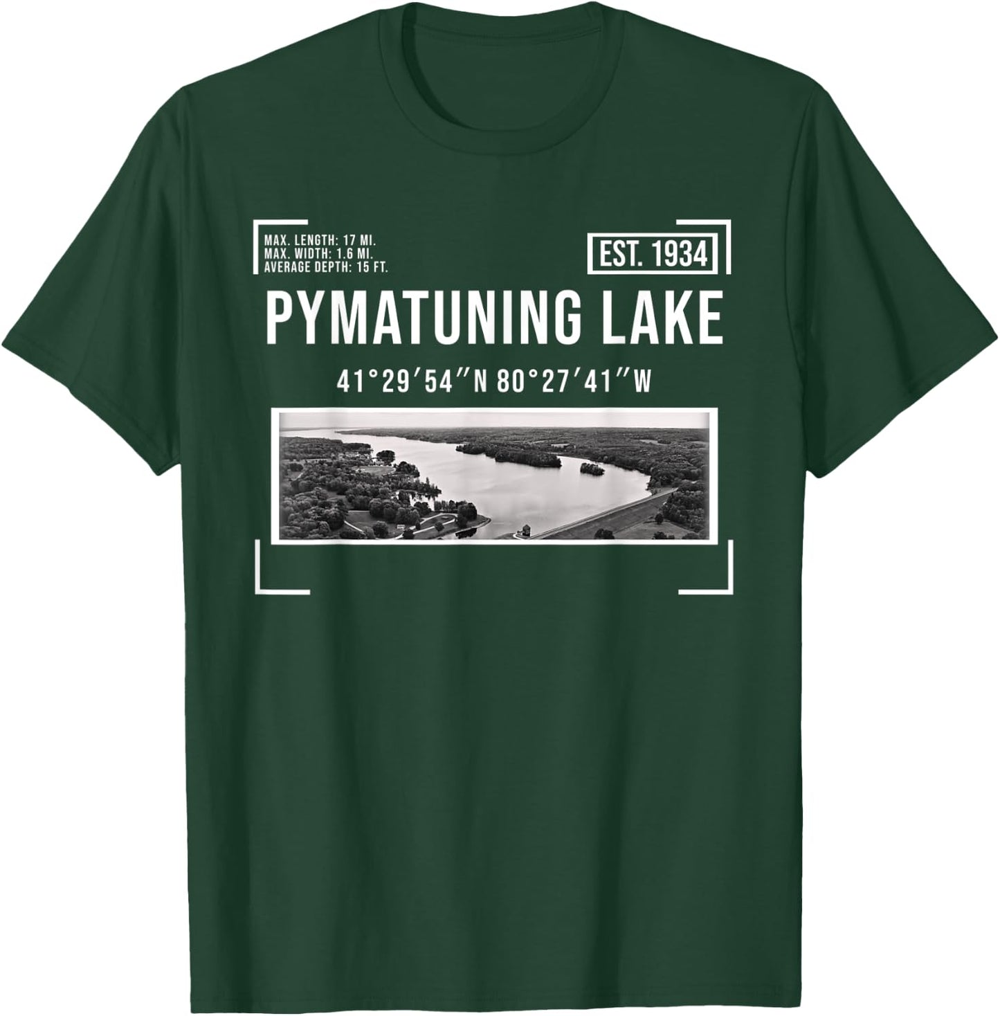 Pymatuning Lake Reservoir Black and White Photography OH PA T-Shirt - T-Shirt | Forest