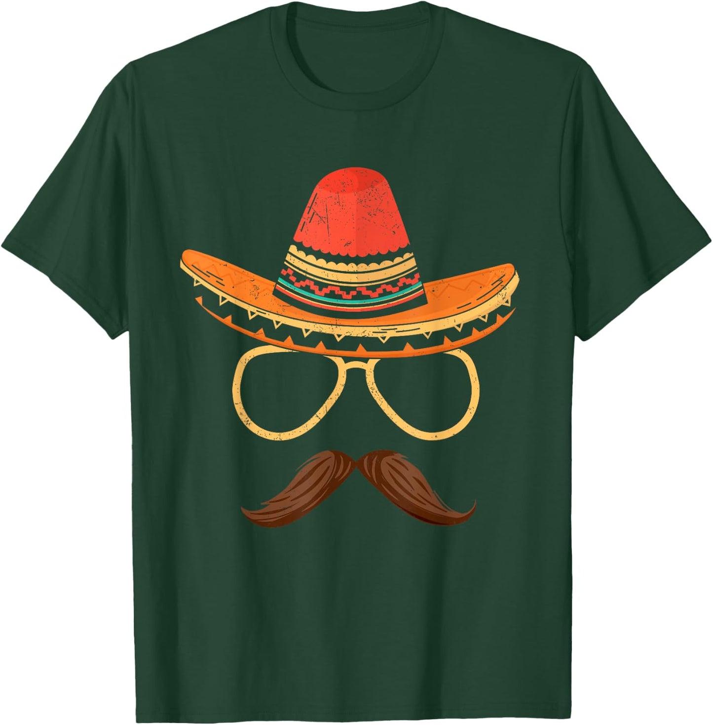 Sombrero Face Cinco De Mayo Mexican Fiesta Party Men Boy Dad T-Shirt - T-Shirt | Forest