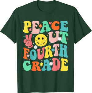 Peace Out Fourth Grade Groovy 4th Grade Last day of school T-Shirt - T-Shirt | Forest