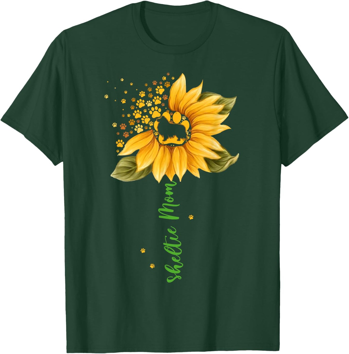 Sheltie Mom Cool Sunflower Shetland Sheepdog Dog Lover Gifts T-Shirt - T-Shirt | Forest