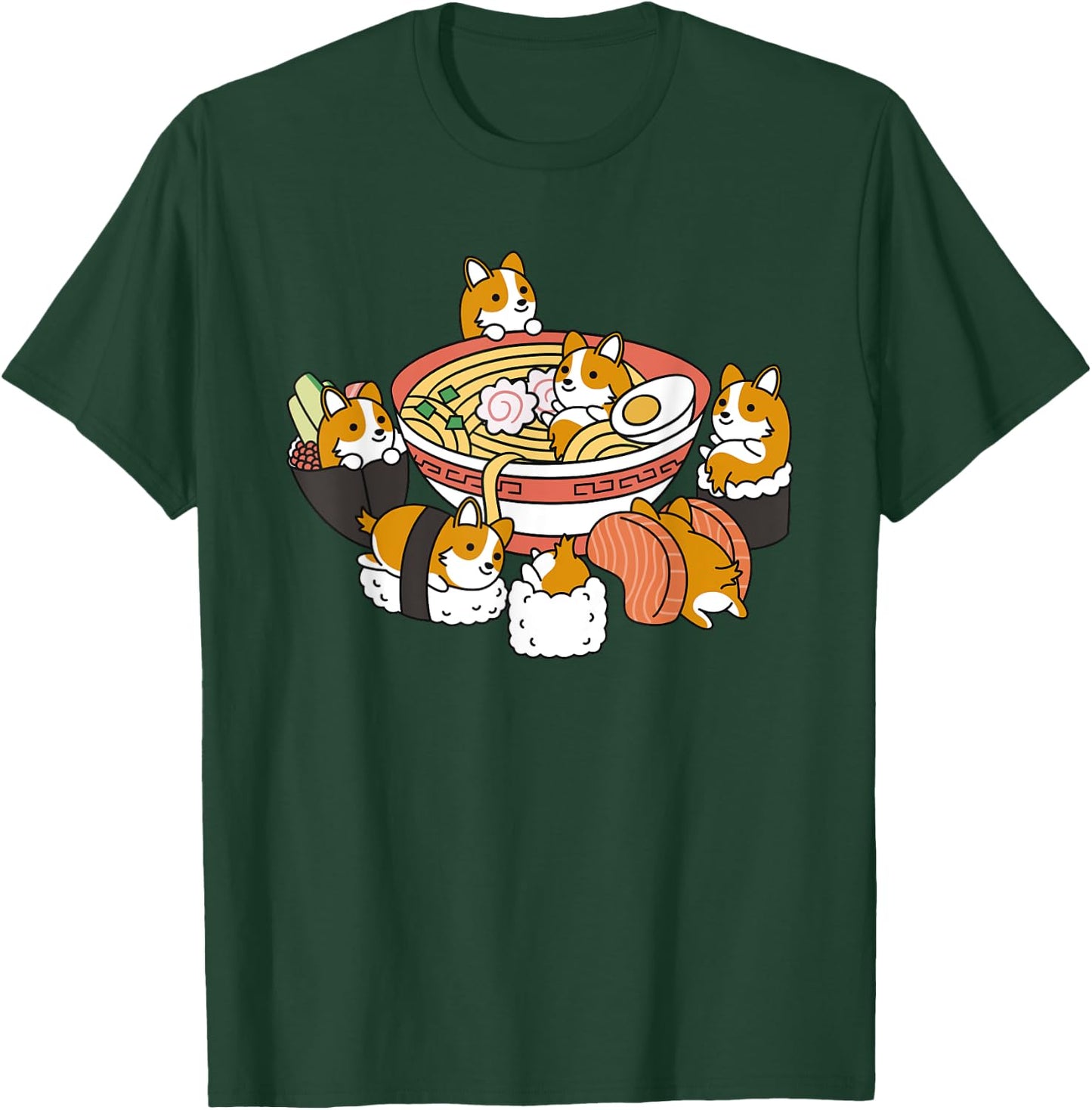 Ramen Sushi Corgi Dog T-Shirt - T-Shirt | Forest