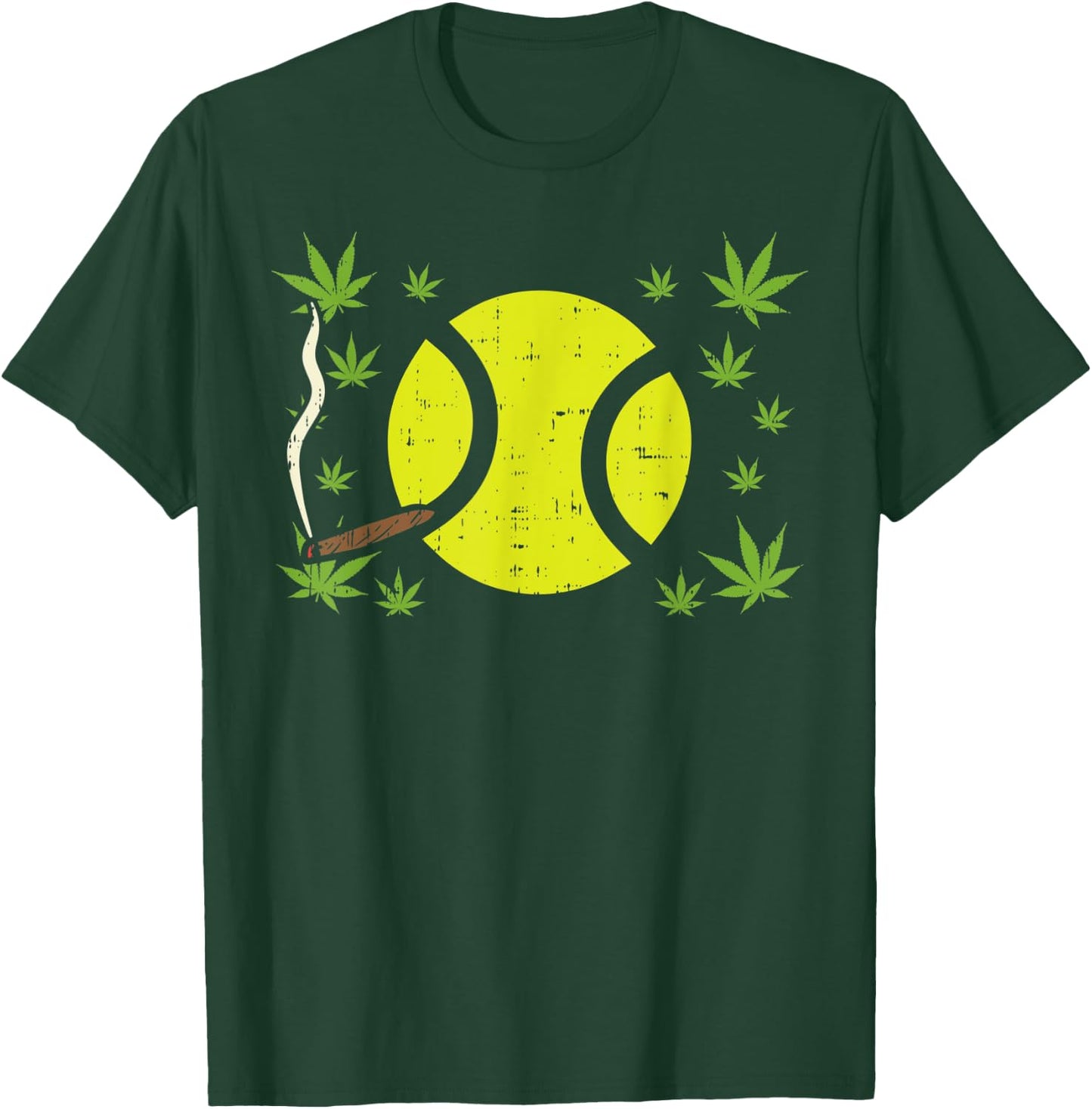 Tennis Ball Smoking Weed Cannabis 420 THC Blunt Stoner Gift T-Shirt - T-Shirt | Forest