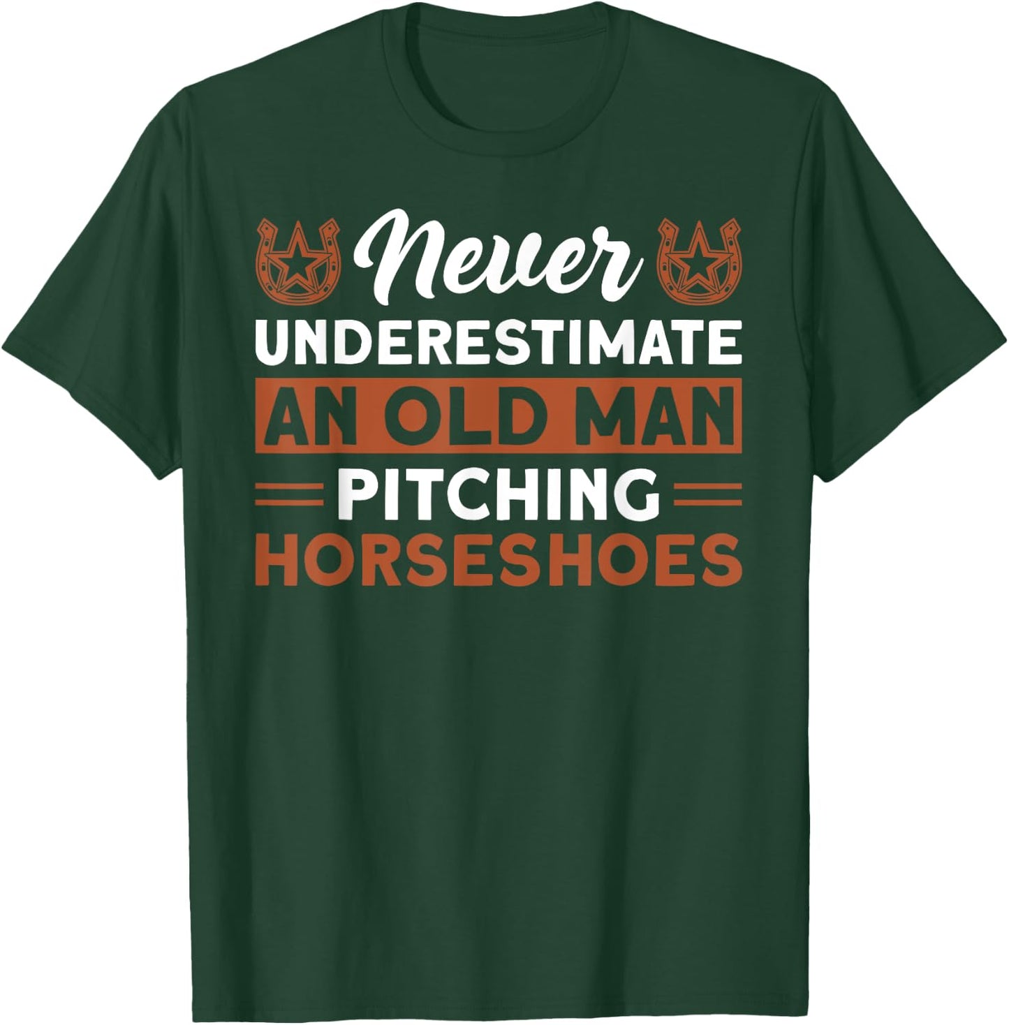 Horseshoe pitching old man horseshoe throwing design T-Shirt - T-Shirt | Forest