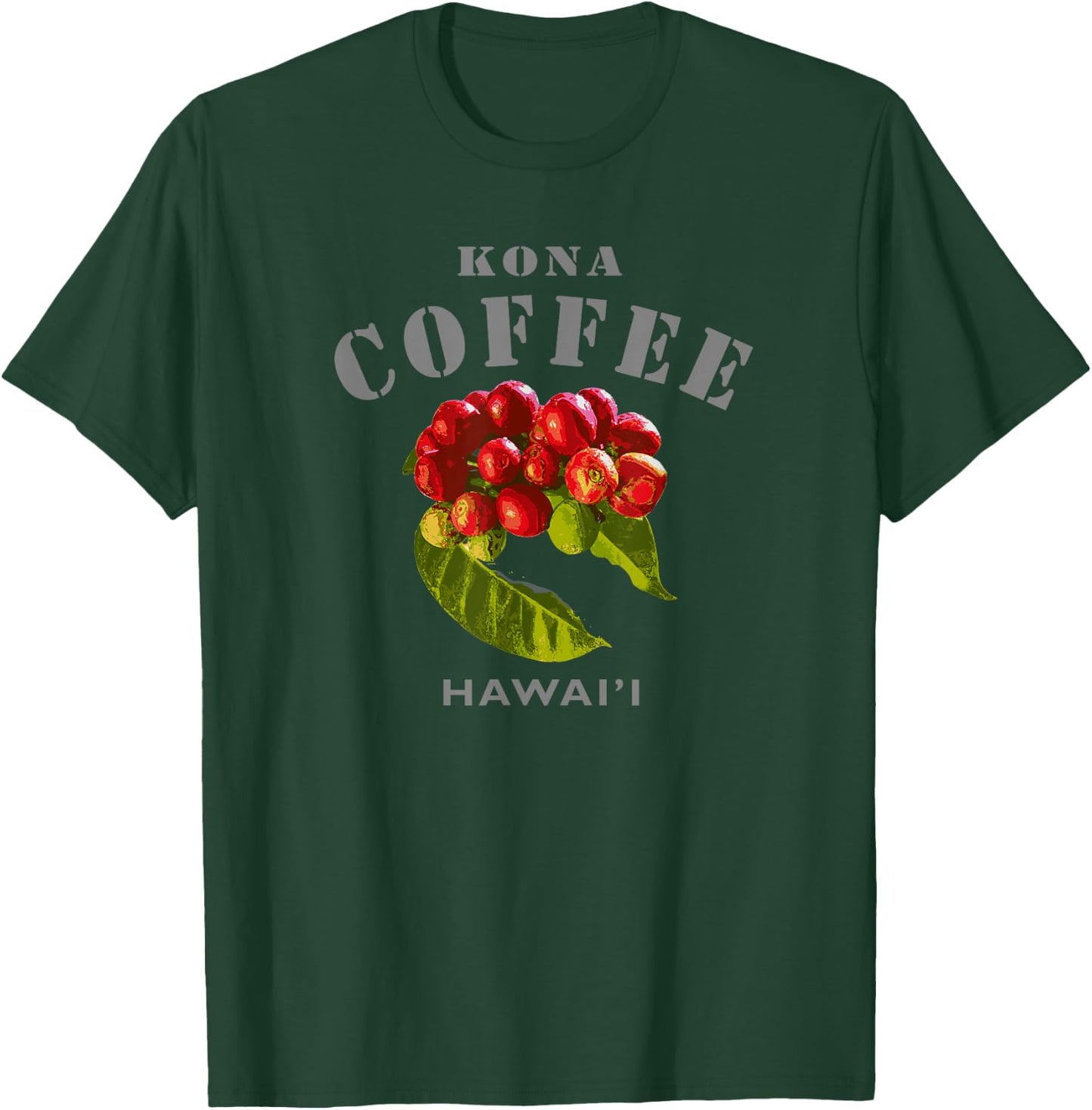 Kona Coffee Hawaii Famous Big Island Modern Hawaiian Aloha T-Shirt - T-Shirt | Forest