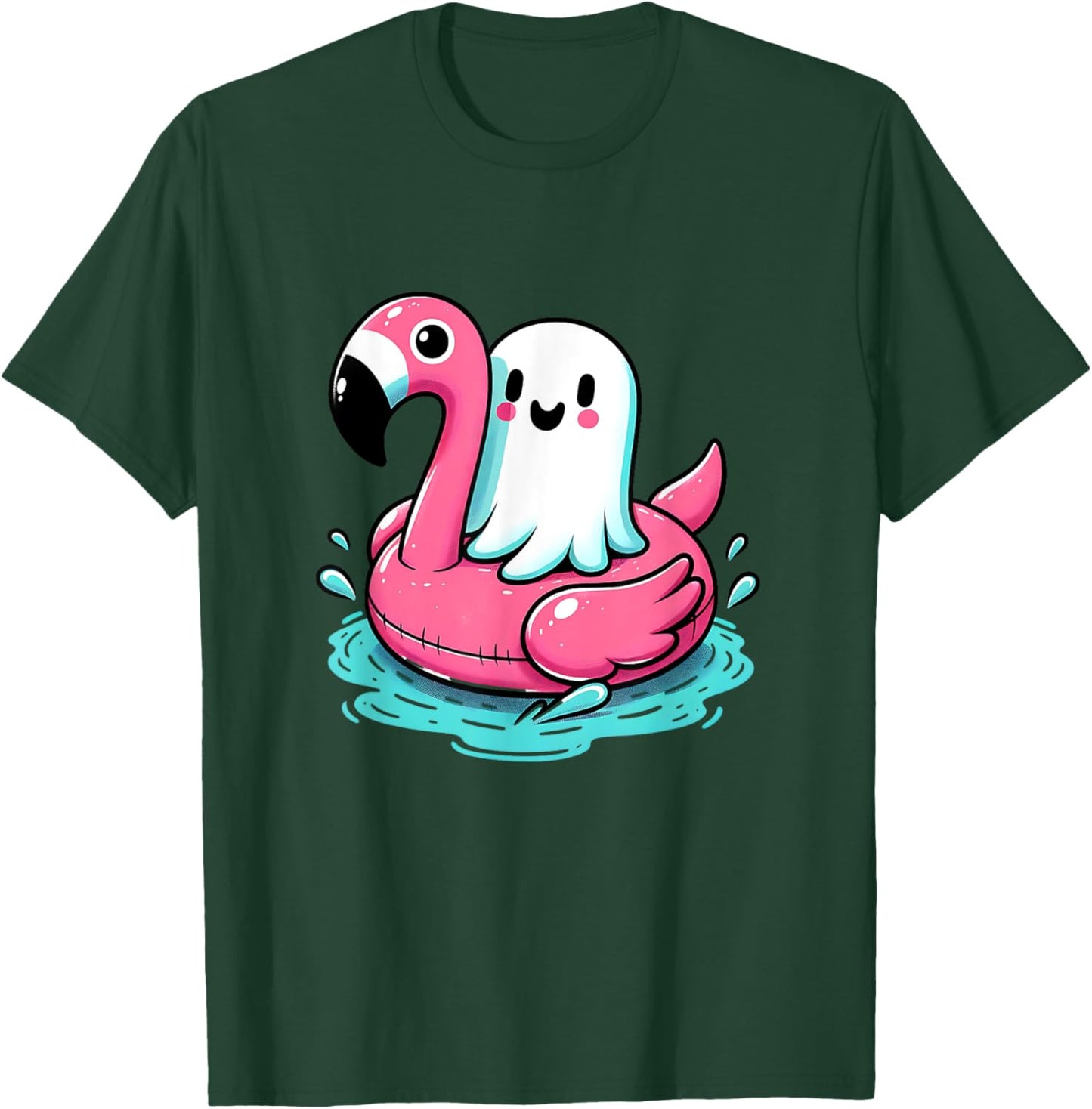 spooky flamingo ghost Pool Funny Spooky Summer Summerween Women Kids T-Shirt - T-Shirt | Forest