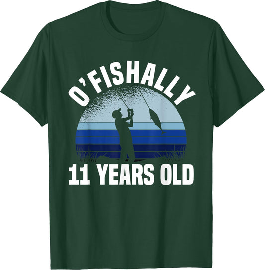 Ofishally 11 Years Old Fisherman 11th Birthday Fishing T-Shirt - T-Shirt | Forest