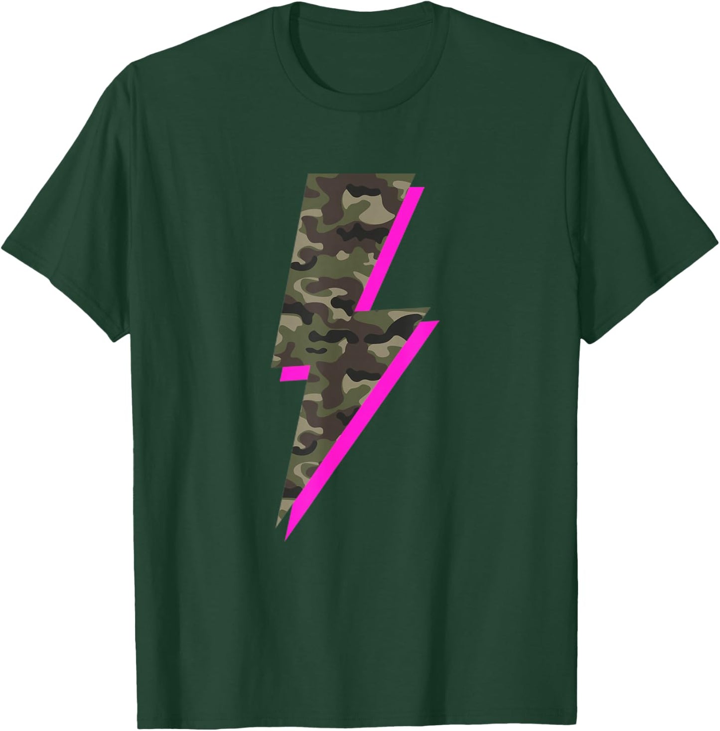 Lightning Bolt Camo Hot Pink Camouflage Graphic Print T-Shirt - T-Shirt | Forest