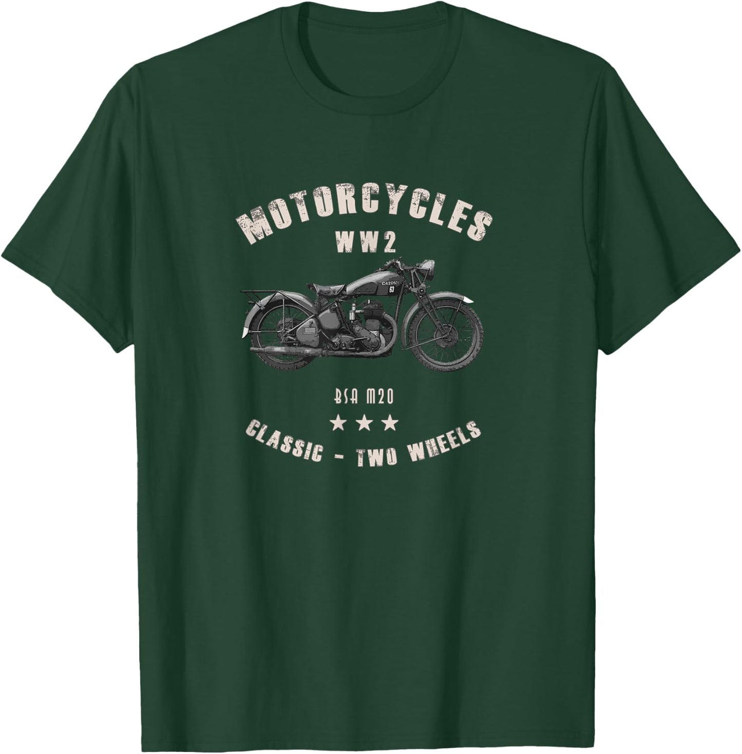 BSA M20 Classic Motorcycle WW2 T-Shirt - T-Shirt | Forest