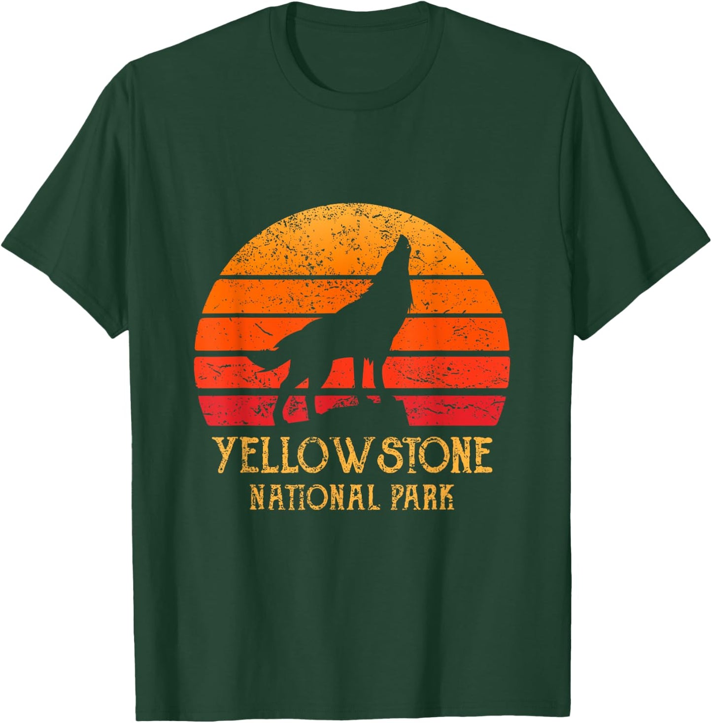 Vintage 80s Retro Yellowstone National Park Souvenir Wolf T-Shirt - T-Shirt | Forest