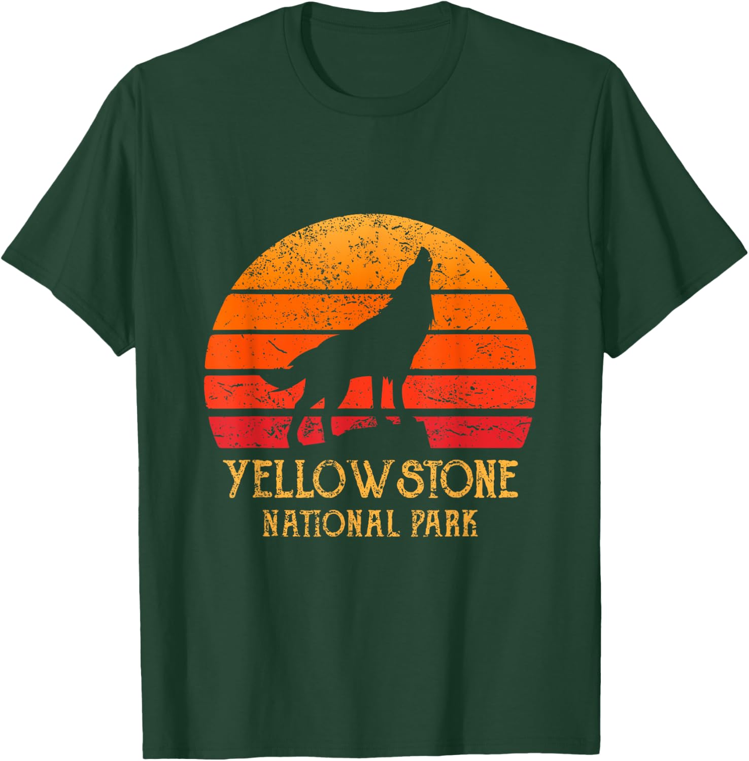Vintage 80s Retro Yellowstone National Park Souvenir Wolf T-Shirt - T-Shirt | Forest