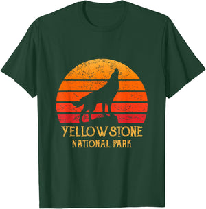 Vintage 80s Retro Yellowstone National Park Souvenir Wolf T-Shirt - T-Shirt | Forest