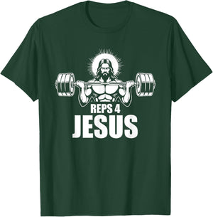 Reps 4 Jesus Gym Christian Weightlifting Workout T-Shirt - T-Shirt | Forest