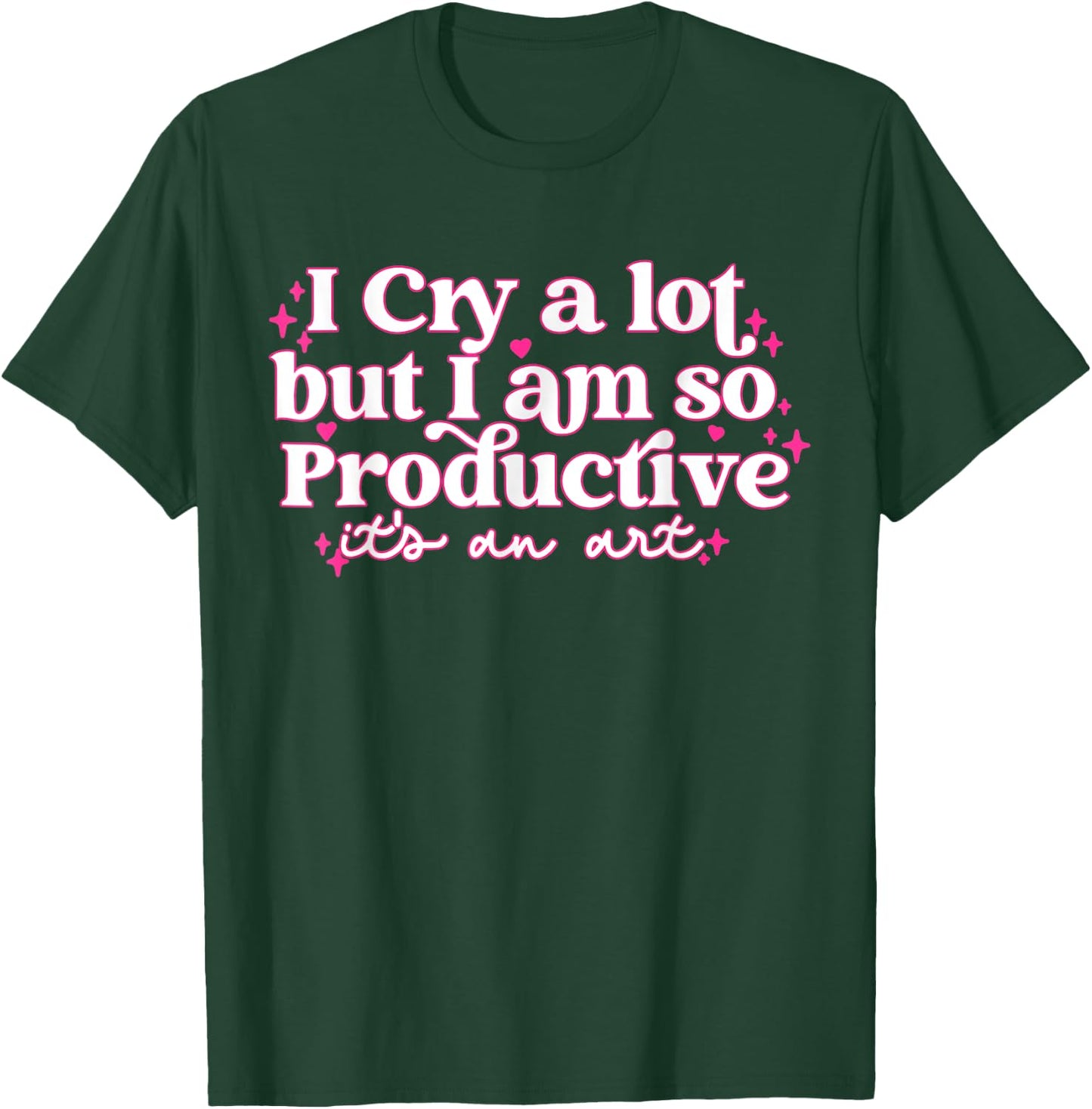 Retro I Cry A Lot But I Am So Productive Funny Trending Meme T-Shirt - T-Shirt | Forest
