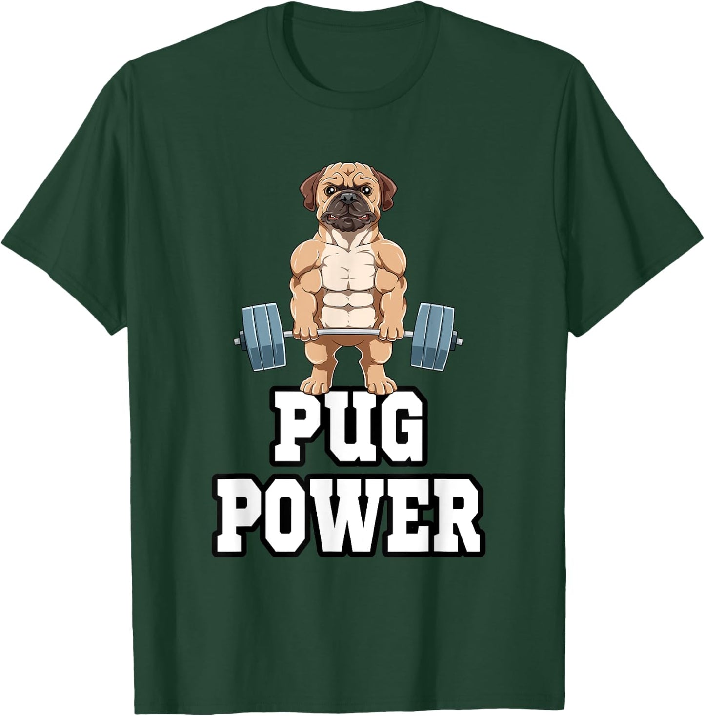 Pug Fitness Muscles Workout Weight T-Shirt - T-Shirt | Forest