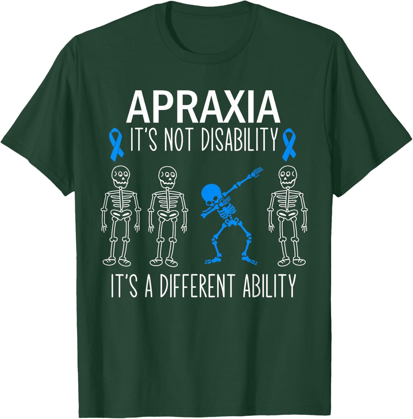 Apraxia Awareness Dabbing Different Ability Blue Ribbon T-Shirt - T-Shirt | Forest