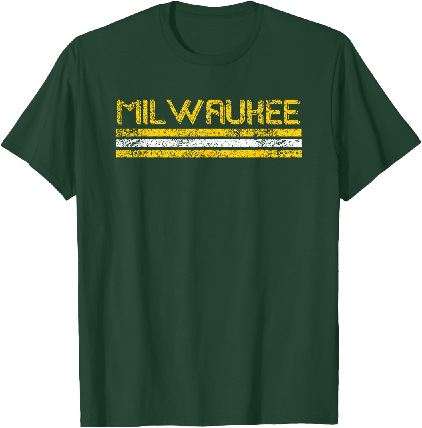 Milwaukee Wisconsin Retro Vintage Weathered Stripe Throwback T-Shirt - T-Shirt | Forest