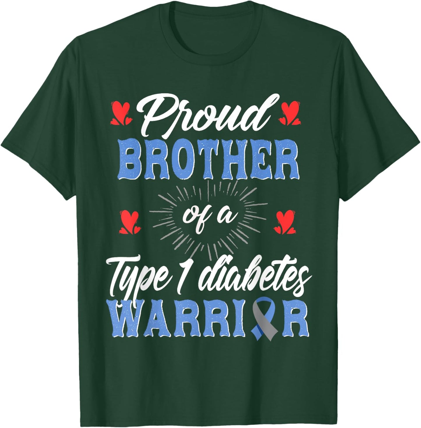 T1D Proud Brother Diabetes Awareness Type 1 Insulin Pancreas T-Shirt - T-Shirt | Forest