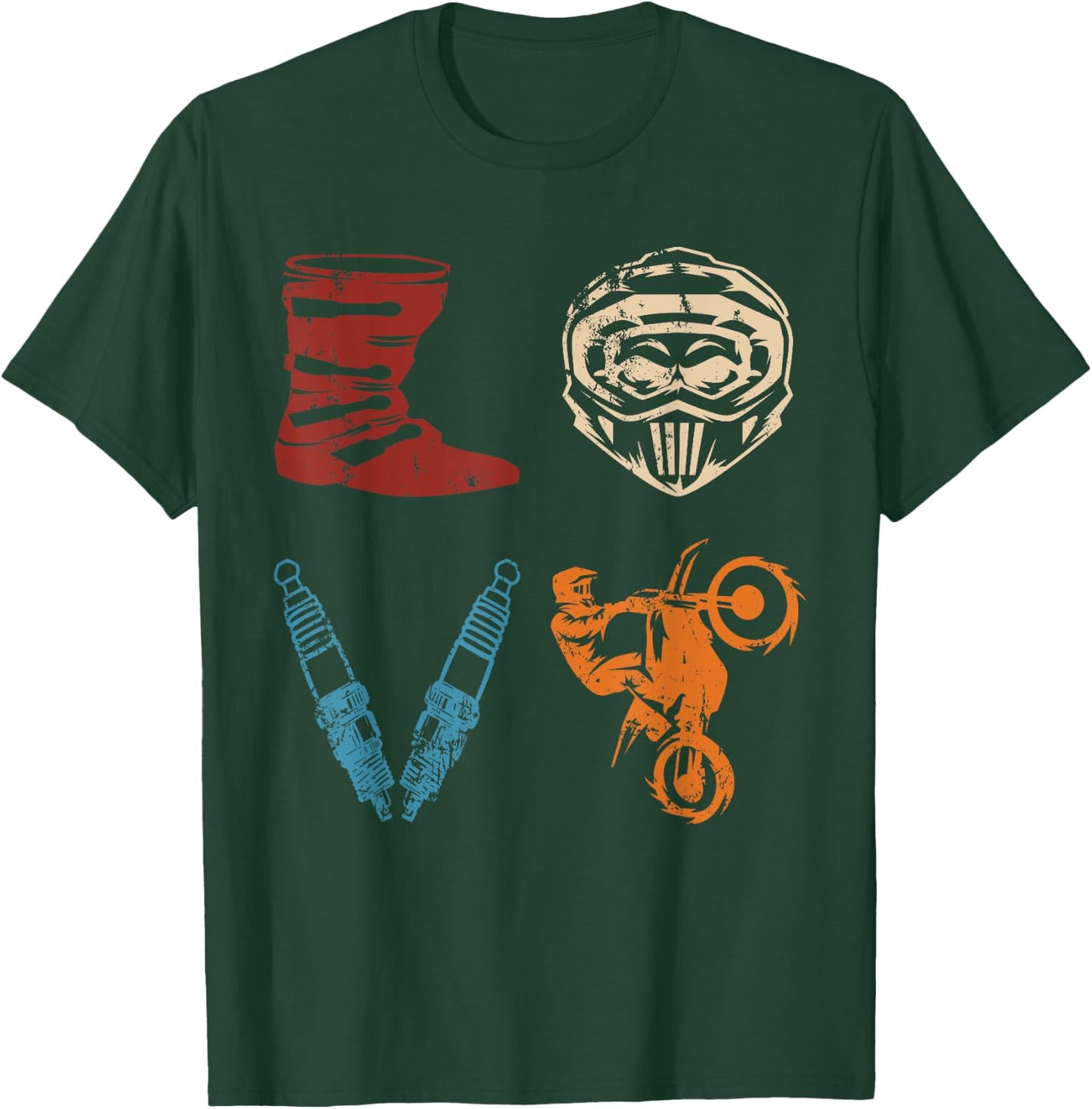 LOVE Dirt Bike Motocross Motorcycle Dirtbike Offroad Enduro T-Shirt - T-Shirt | Forest