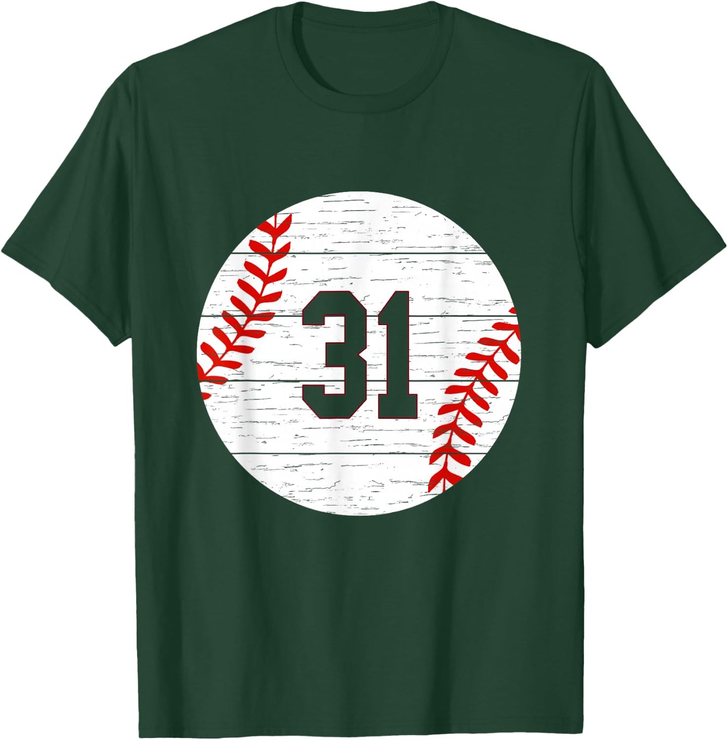 Baseball Number #31 Ball Vintage for Baseball Players Gift T-Shirt - T-Shirt | Forest