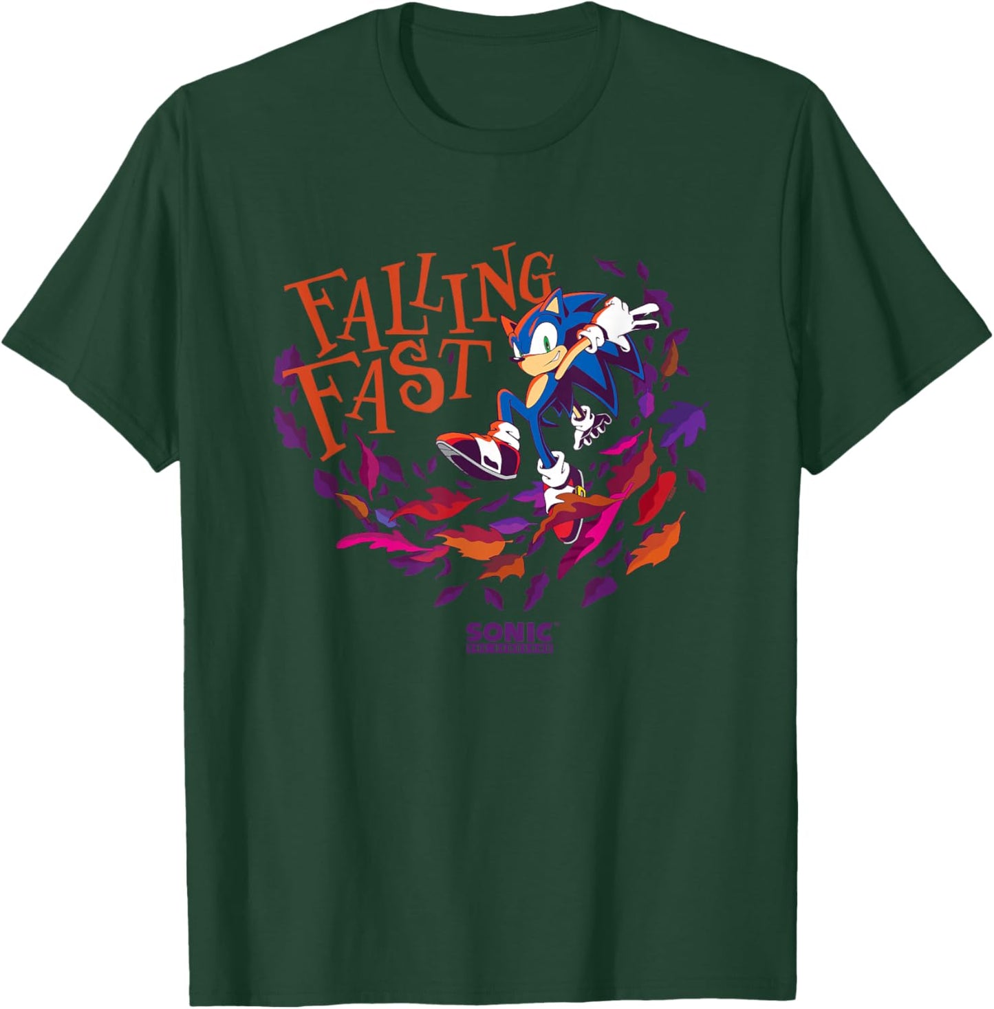 Sonic The Hedgehog Falling Fast Leaves in Autumn Logo T-Shirt - T-Shirt | Forest