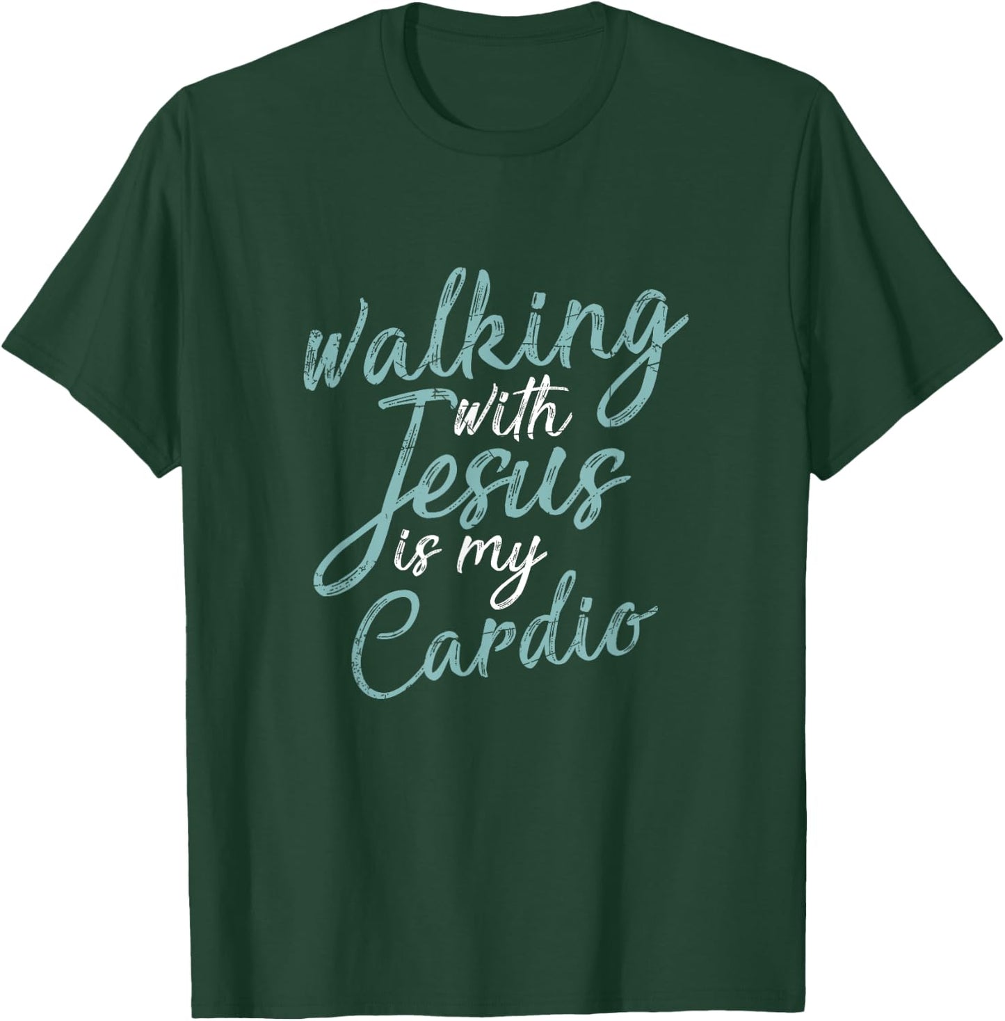 Funny Christian Workout Cardio Gift Jesus Christ Prayer T-Shirt - T-Shirt | Forest