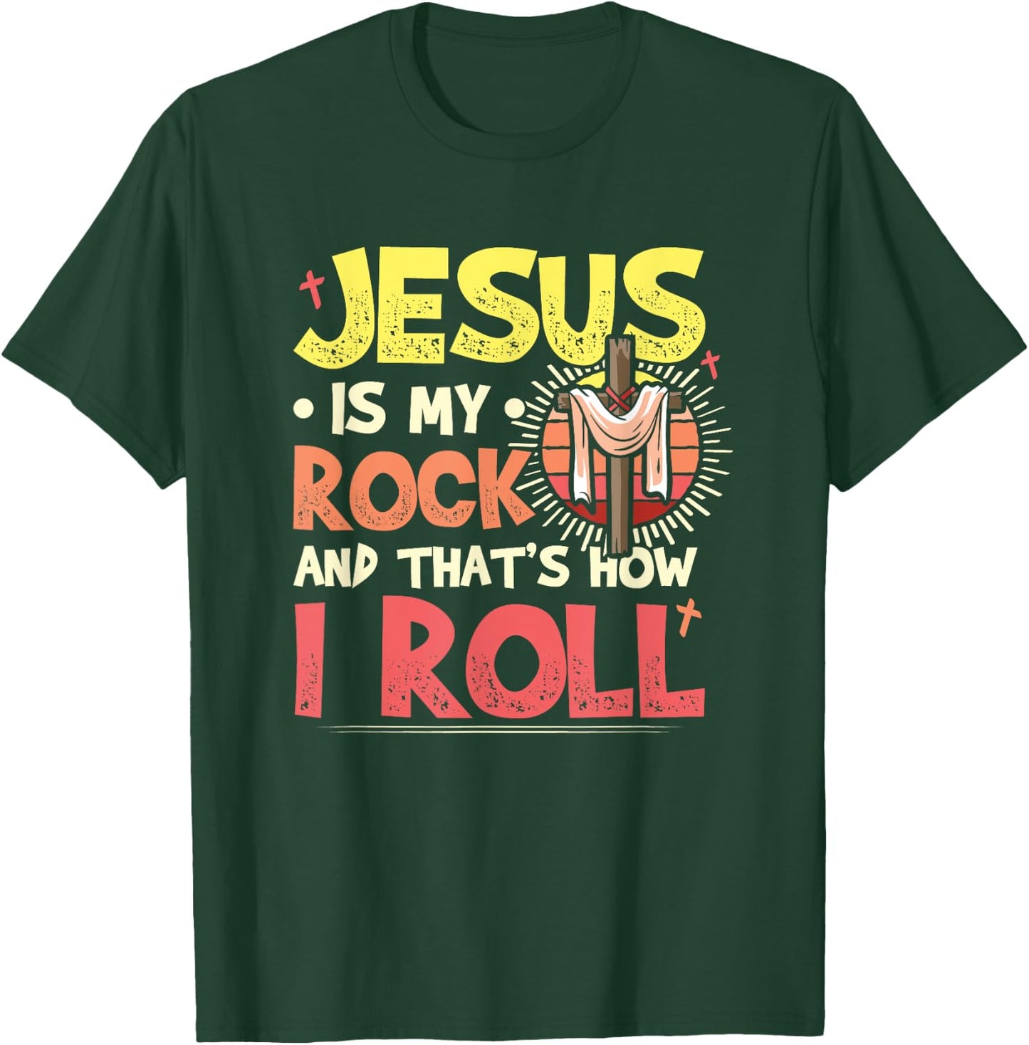 Jesus Is My Rock Bible Faith in God Religion Jesus T-Shirt - T-Shirt | Forest
